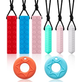 Mordedor para Bebés, 8 Piezas Mordedor de Silicona Sin BPA, Collar Mordedor Sensorial para Niños, Juguete Sensorial para Bebés y Niños Pequeños de 3 a 36 Meses, Palitos de Dentición Bebe