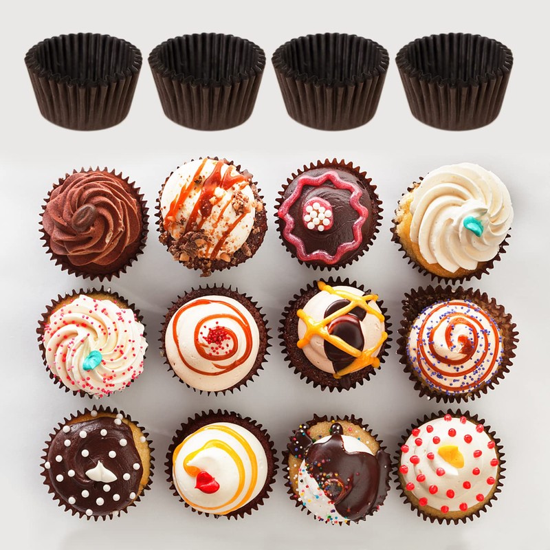 1000 Stück braune Mini-Kuchen-Pappbecher, Eierkuchen-Dessert-Plätzchen-Papierschalen, spezielle backende runde Pappbecher, Muffins,