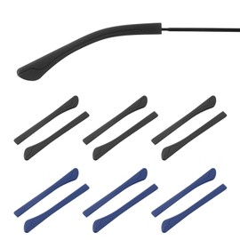 PATIKIL 6 Pairs Eye Glass Replacement Temples, Silicone Anti-Slip Eyeglass End Tips Glasses Retainers Fits 1x2mm for Rectangle Thin Metal Eyeglass Sunglasses Temple, Black/Brown