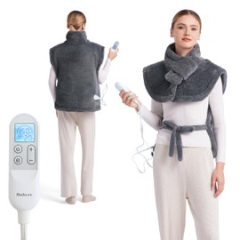 Bedsure Full Body Heating Pad for Back - Birthday Gifts for Seniors Women Mom, Wrap Electric Heated Pad for Neck and Shoulders, Fast Heating Large 24"x34", ETL Certified, Grey