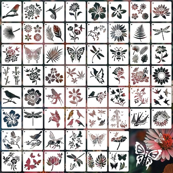 60 Pieces Stencils for Painting on Wood Small Reusable Stencil