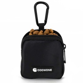 Waterproof Dog Treat Pouch, Dog Training Treat Pouch Built in Poop Bag Dispenser Adjustable Shoulder Bag (BLK)