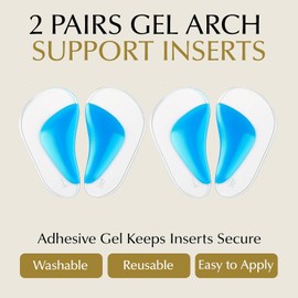 Kids Arch Support Inserts for Flat Feet (Ages 5–12) - Orthotics for Plantar Fasciitis, Gel Arch Support for Plantar Fasciitis - Foot Arch Support, Flat Foot Corrector Overpronation Insoles - 2 Pairs