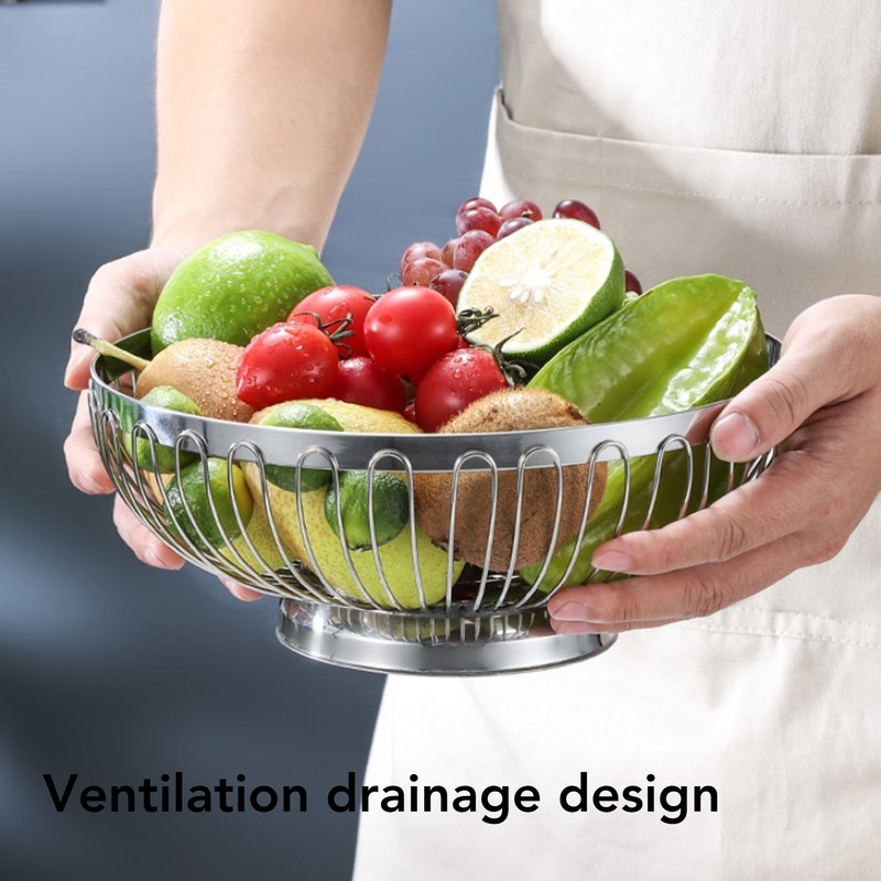 Stainless Steel Fruit Basket Multipurpose Decorative Mirror Polished Large Capacity