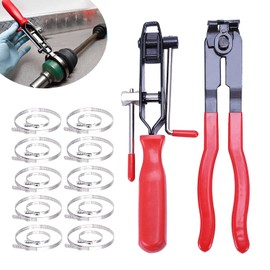 YTCYKJ 2Pcs CV Boot Clamp Pliers Set with 20Pcs Crimp Bands , Joint Boot Clamp Crimp Pliers, Hose Band Axle Pliers Car Banding Tool Kit, Dust Cover Clip Removal Pliers Repair Tool Accessories, Red