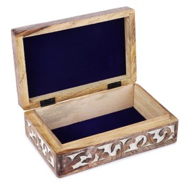 Ajuny Wooden Hand Carved Decorative Box With Celtic Tree Of Life Carvings White - Multipurpose Use As Jewelry Storage, Trinket Holder Or Watch Box, Great For Gifts