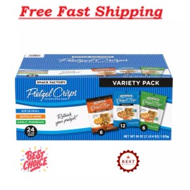 Snack Factory Pretzel Crisps Variety Pack, Individual 1.5 Ounce 24pk.,