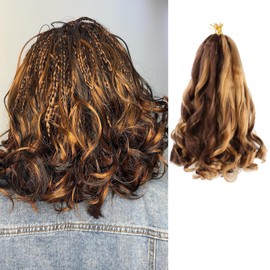 XGY Hair 12 Inch French Curl Boho Braiding Hair P27/33 Short Bob French Curly Braids 5 Packs Curly Slay Braiding Hair French Curl Crochet Hair Skin-friendly Bouncy Synthetic Braid Extensions (P27/33, 12inch)