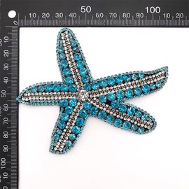 Rhinestone Starfish embroidery patch, cloth patch clothing accessories perfect for dresses, tops, skirts, jackets, vests, and scarves (type-2)