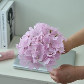 KISLOHUM Artificial Hydrangea Flowers Mauve Lavender Heads 10 Fake Hydrangea Silk Flowers for Wedding Centerpieces Bouquets DIY Floral Decor Home Decoration with Stems(VASE NOT Included)