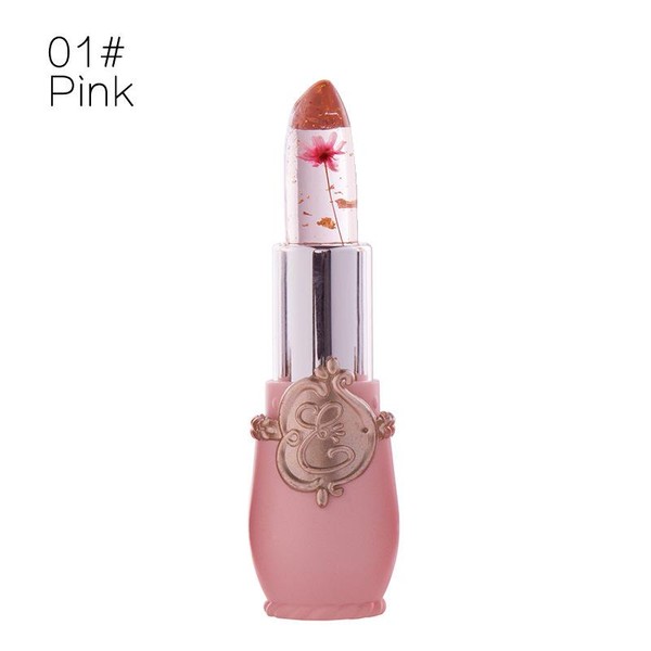 Ladies Flower Jelly Lipstick Temperature Change Moisturizer Lip Gloss Compact