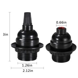 Aplstar Black E26/ E27 Light Sockets, Retro Edison Lamp Holder with E26 Medium Screw, 200℃ Heat Resistant Standard Screw-in Lamp Socket for Vintage Edison Bulbs Pendant Lamp (8PACK)