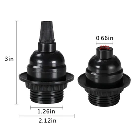 Black E26/ E27 Light Sockets, Retro Edison Lamp Holder with E26 Medium Screw, 200℃ Heat Resistant Standard Screw-in Lamp Socket for Vintage Edison Bulbs Pendant Lamp (8PACK)