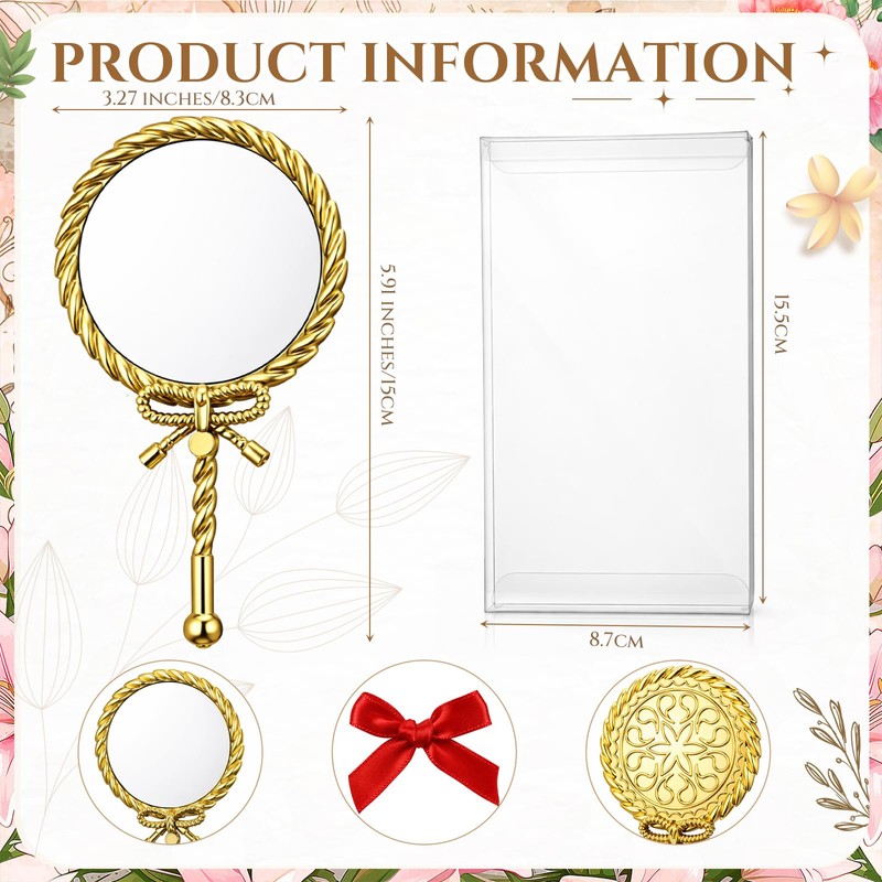 12 Set Vintage Handheld Mirror Bulk Small Hand Princess Mirrors