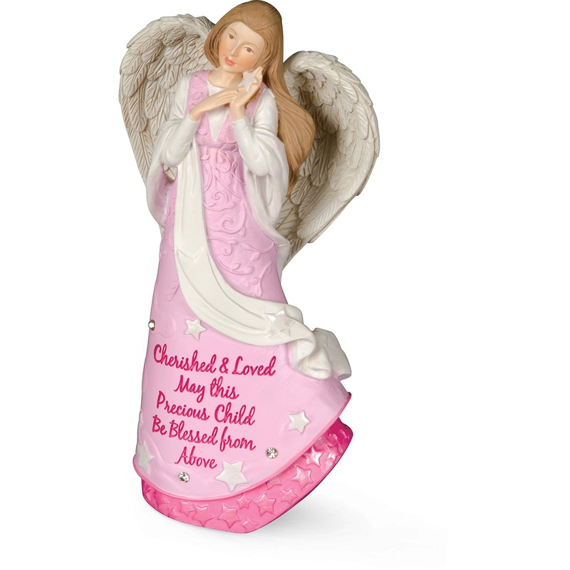 Angel Blessings Cross Figurine - Girl, 6-1/4" High, 13162