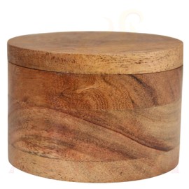 ARNONI Sheesham Wood Cellar with Swivel & Spoon 9 oz Capacity Wooden Spice Box with Magnetic Lock, Anti-Slip Base Herb, Sea Spice, and Gourmet Salt Keeper for Kitchen (Sheesham Wood, 1)