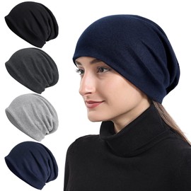 Senker Fashion Cotton Slouchy Beanie Hats, Chemo Headwear for Women Men Soft Lightweight Chemo Skull Cap Elastic Sleeping Cap