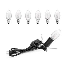 OHLGT 1 Pack Salt Lamp Cord Replacement with Dimmer Switch 5 feet Lamp Cord and 6-Pack Halogen Salt Lamp Bulbs(15 Watts)