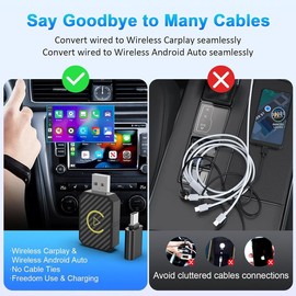 2 in 1 Wireless Apple CarPlay Adapter, for both Apple and Android,converts wired to wireless, suitable for factory wired CarPlay cars from 2016+