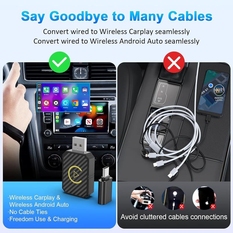 2 in 1 Wireless Apple CarPlay Adapter, for both Apple