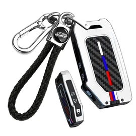 ontto luminous car key cover fit for Kia Telluride Stinger Soul Sportage Forte K5 Seltos KX5 K8 2019-2024 Metal Smart Shell case key holder keyring keychain styling Accessories 3 buttons Silver