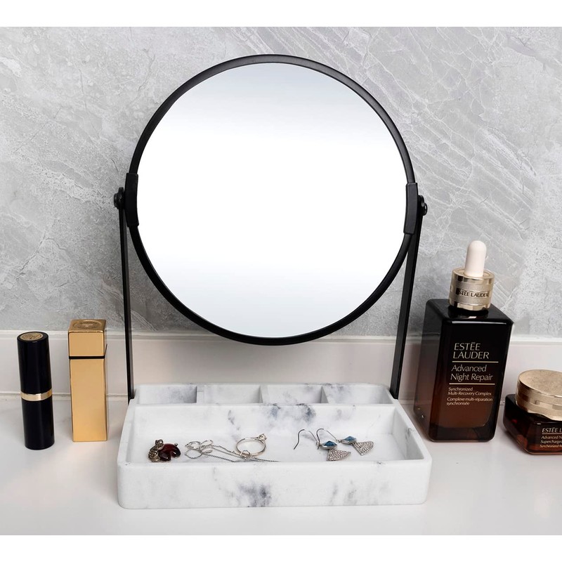 Artfrog Vanity Mirror with Marble Tray, Makeup Mirror with Tray,Table