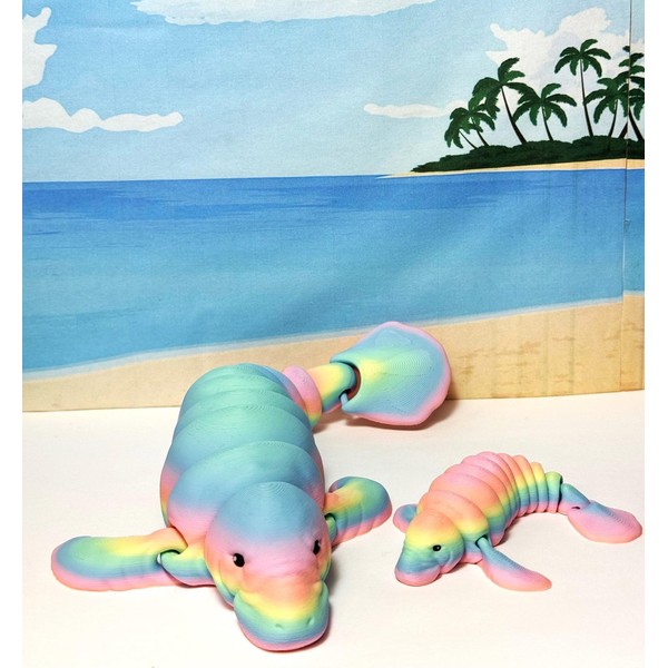 2pcs 3D Printed Manatee, Full Articulated Flexible Fidget Toys, Mother