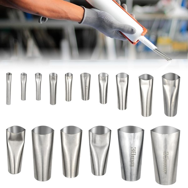16Pcs Stainless Steel Caulking Nozzle Set, Caulking Nozzle Applicator Kit,