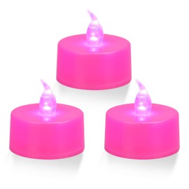 KOABY 12 Pack Pink Light Non-Flickering Flameless Tea Lights, Pink Base, Last 100H+, Battery Operated Tea Lights for Decor