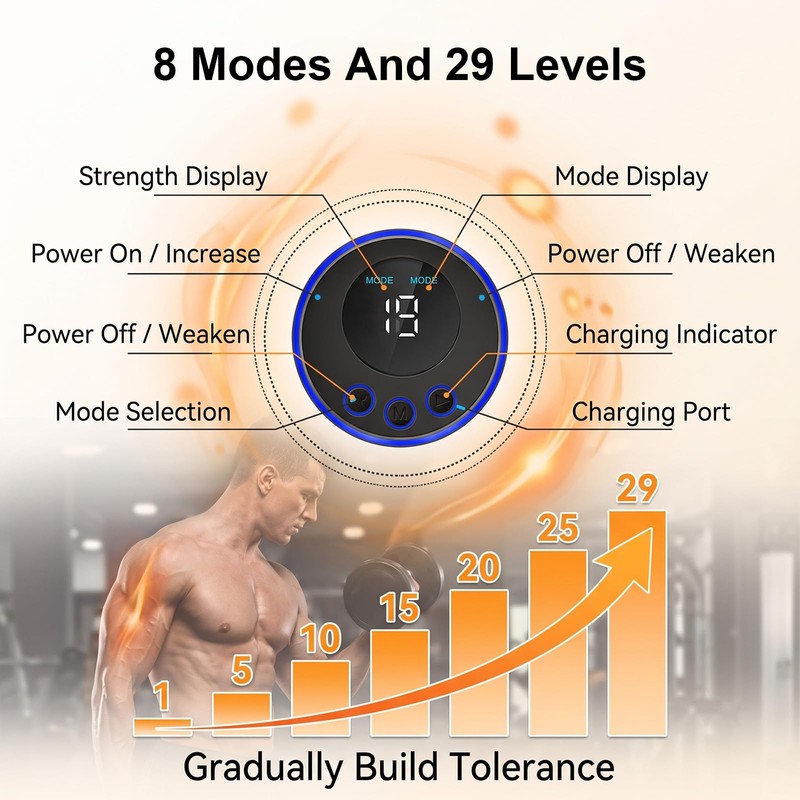 Ruwnii 24pcs Ems Muscle Stimulator, Ab Electronic Trainer with 8