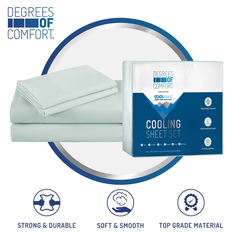 DEGREES OF COMFORT Coolmax Cooling Sheets for King Size Bed