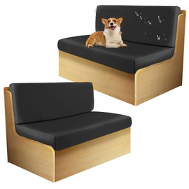 Vapor Fitness PU Leather RV Dinette Cushion Covers, RV Couch Cover Waterproof Stretchable, RV Seat Covers, Includes 2 Bench Cushion Cover & 2 Backrest Covers(Black)