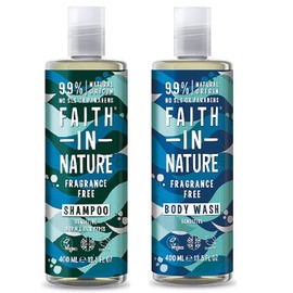 Faith In Nature Fragrance Free Shampoo and Body Wash Duo Pack | Vegan | No Cruelty | 99% Natural Fragrance | No From SLS or Parabens