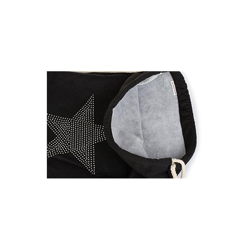 styleBREAKER Turnbeutel mit Strass Stern Applikation, Glitzerstein Rucksack, Beutel, Unisex