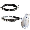 Spiked Cat Collar with Bells, Breakaway Genuine Leather Protective Collar