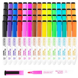 Shuttle Art ホワイトボードマーカー 消せるマーカーペン 60本セット 15色 磁気 マグネット付 イレーサー付 ホワイトボード用 ガラス/プラスチック/LED看板に書ける オフィス 作業現場 家庭 学校用