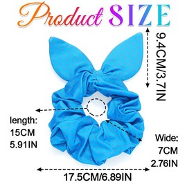 Latious Light Up Polka Dot Hair Ties White Bow Hair Scrunchies Elastic Hair Accessories for Women (Blue)