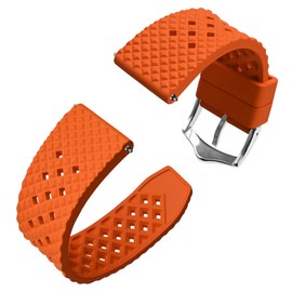Anbeer Fluororubber Watch Band,18mm Quick Release Watch Strap for Men and Women,Orange with Silver Buckle