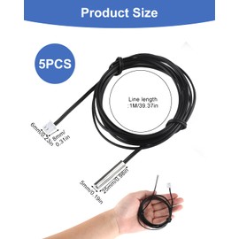 5Pcs 1M Temperature Sensor Probes, 10K NTC 1% Thermistor Probe Stainless Steel Probe Temperature Measurement Control for Air Conditioners Refrigerators Water Heater Dishwasher Various Occasions