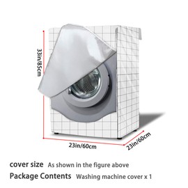 AlaSou Waterproof cover for washing machine for outdoor use, waterproof, with zip, white grid (60 x 60 x 85 cm)