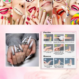 Rchovsam White Press on Nails Long Almond Tip Stick on Nails Full Diamond False Nails Glitter Diamond Glue on Nails White Fake Nails Stiletto Acrylic UñAs AcríLicas for Wemons 24pcs