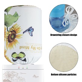 Water Dispenser Barrel Dust Covers for for 5 Gallon Water Bottles, Durable Fabric Bucket Decor, Reusable Furniture Cover Protector for Home Office or Kitchen (Flower)