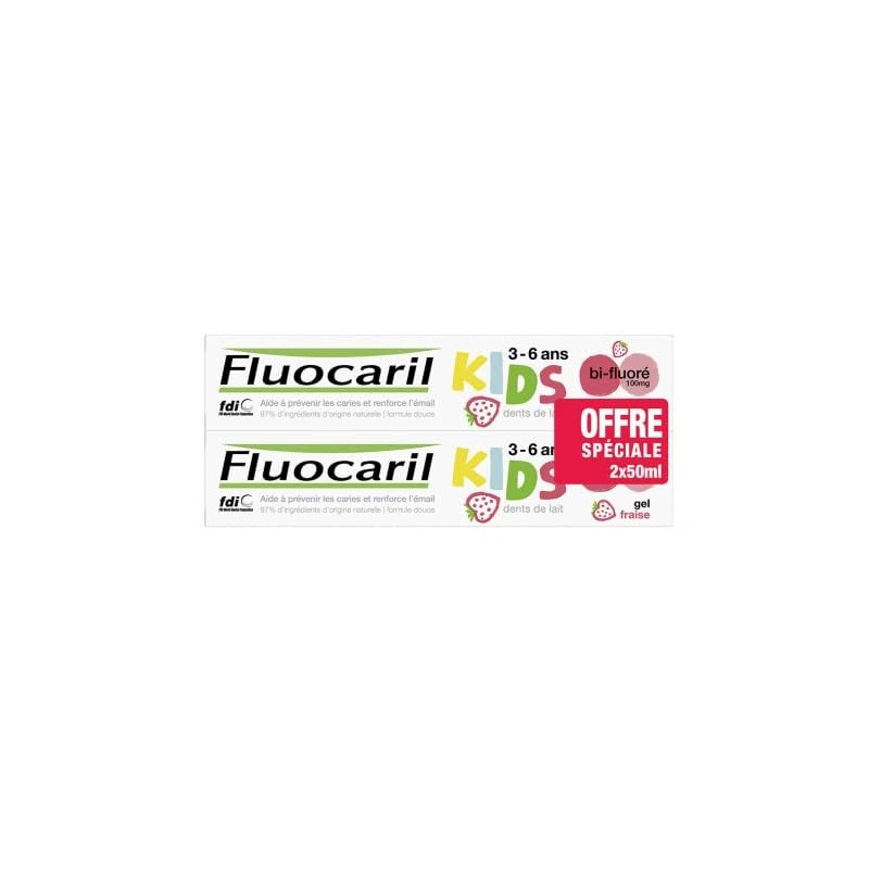 Fluocaril Kids Toothpaste Bi-Fluoré 3-6 Years, 2 x 50 ml
