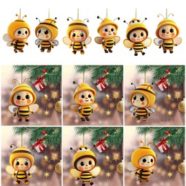 Mabta Acrylic Bees Car Rear View Mirrorr Hold, Bumblebees Car Hangings Ornament Gift for Bees Lover Car Hangings Bees Bag Orna