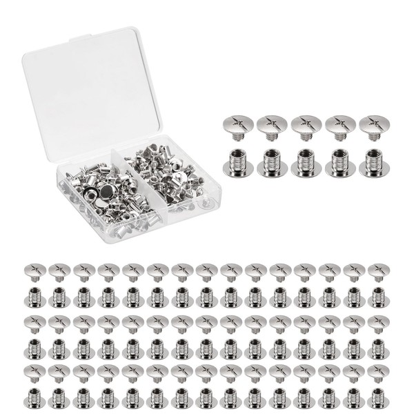 sourcing map 50 Sets Chicago Screws Leather Rivets, M5 3/16-Inch