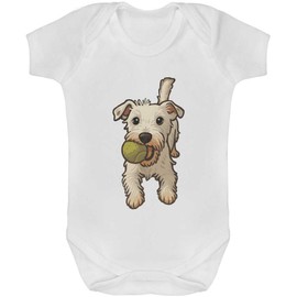 Azeeda 6-12 Month 'Jack Russell with Tennis Ball' Baby Grow/Bodysuit (GR00163321)