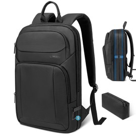 Backpack for Men Slim & Expandable Travel Laptop Backpack with USB Charging Port Water Resistant Anti-Theft Business Backpack Fits 15.6In Laptop for Commute Work College with Small Bag(Business Black)