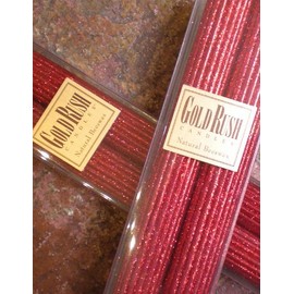 8 Inch Natural Beeswax Glitter Candles, Ruby Red Color, Boxed Set of 2 Candles