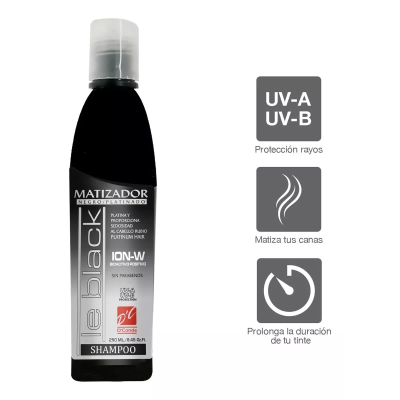 D'Conde Shampoo Matizador Negro Para Cabello Platinado D'conde 250ml