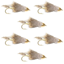 The Fly Fishing Place Cone Head Muddler Minnow Fly Fishing Flies - Classic Bass and Trout Streamers - Set of 6 Flies Hook Size 2